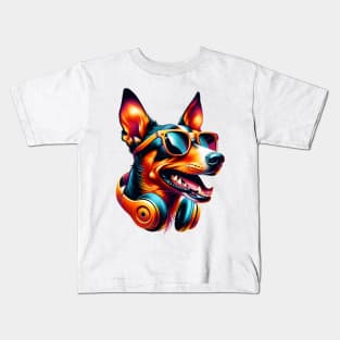 Grinning Cirneco dell'Etna as a Stylish Smiling DJ Kids T-Shirt